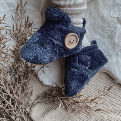 Babyslofjes Teddy knoop blauw