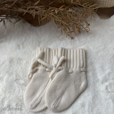 Babyslofjes merino wol off white (3/9 maand)