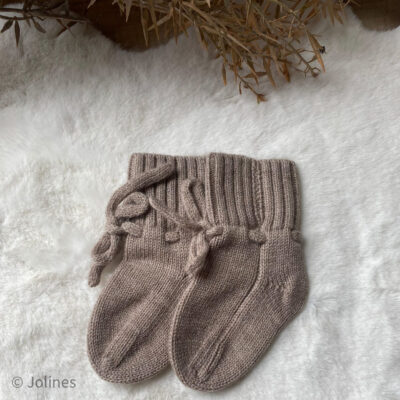 Babyslofjes merino wol taupe (3/9 maand)