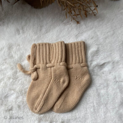 Babyslofjes merino wol camel (3/9 maand)