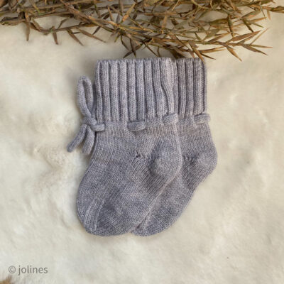 Babyslofjes merino wol licht grijs (3/9 maand)