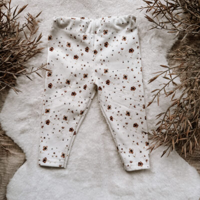 Legging bruine bloemtjes maat 50-56