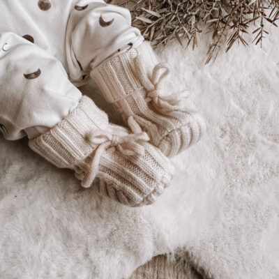 Babyslofjes merino wol off white newborn