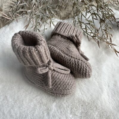 Babyslofjes merino wol taupe 0-6 maand