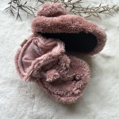 Babyslofjes melton diertje oud roze