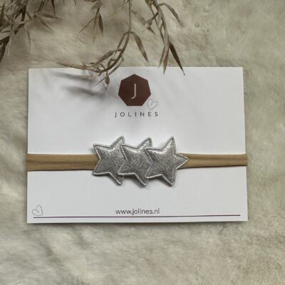 Haarbandje smal shine sterretjes zilver