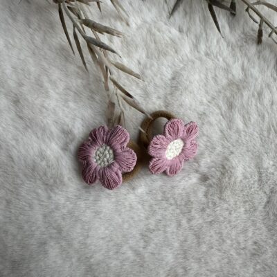 Haar elastiekje bloem oud roze