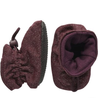 Babyslofjes melton bordeaux glitter
